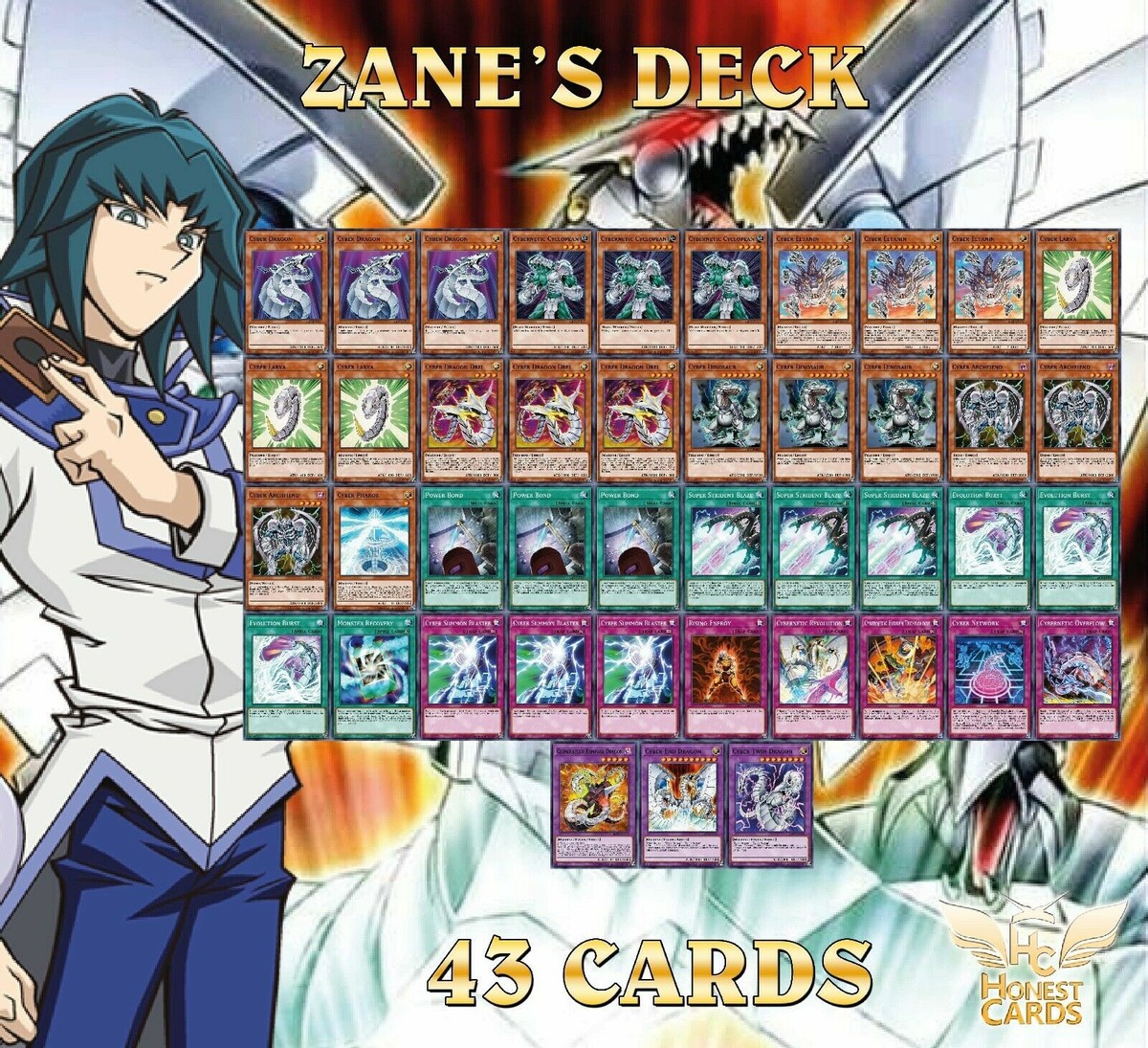 YuGiOh GX! Complete Zane Truesdale Deck! Cyber Dragon + Twin +