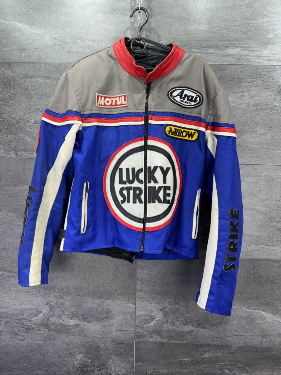 Vintage Lucky Strike Racing Leather Mens Jacket Size S | eBay