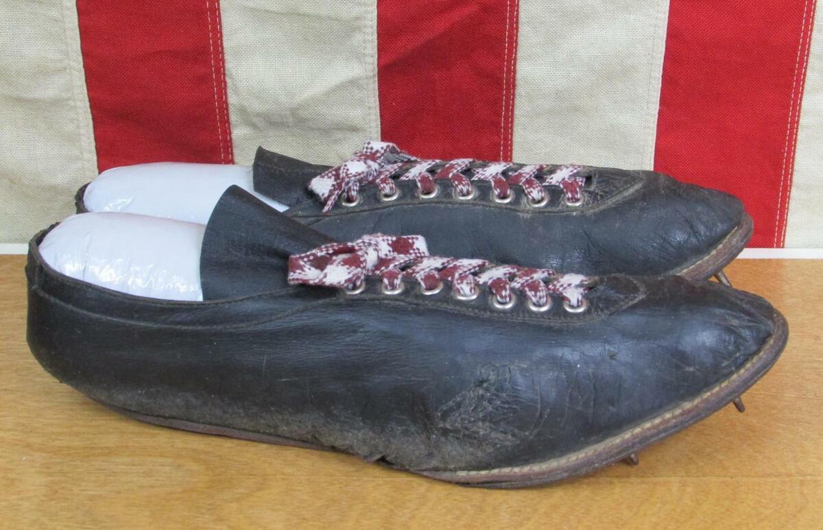 Vintage 1930s Goldsmith Leather Track Shoes Sprinter Spikes Sz.9
