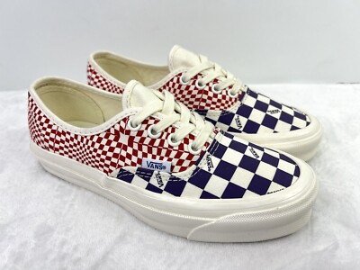 Vans OG AUTHENTIC LX Logo Blue Red Trippy Checkerboard Womens 6.5