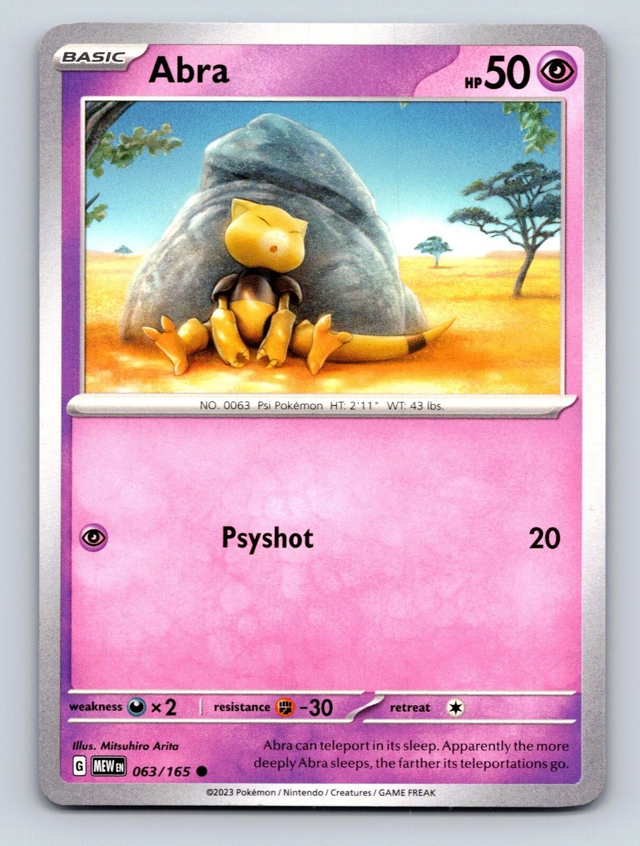 Abra HP 50 Psyshot Attack Teleportation Psychic Pink Aura Pokémon