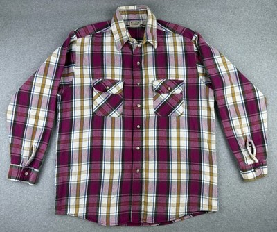 Vintage Five Brother Heavyweight Purple Plaid Button Up Flannel