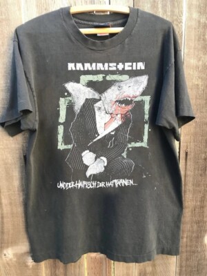RAMMSTEIN Haifisch 90s Charcoal Graphic Short sleeve T shirt S-5XL