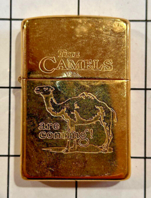 1996 Camel the Camels Are Coming Zippo Lighter 22K Gold Plated MIB