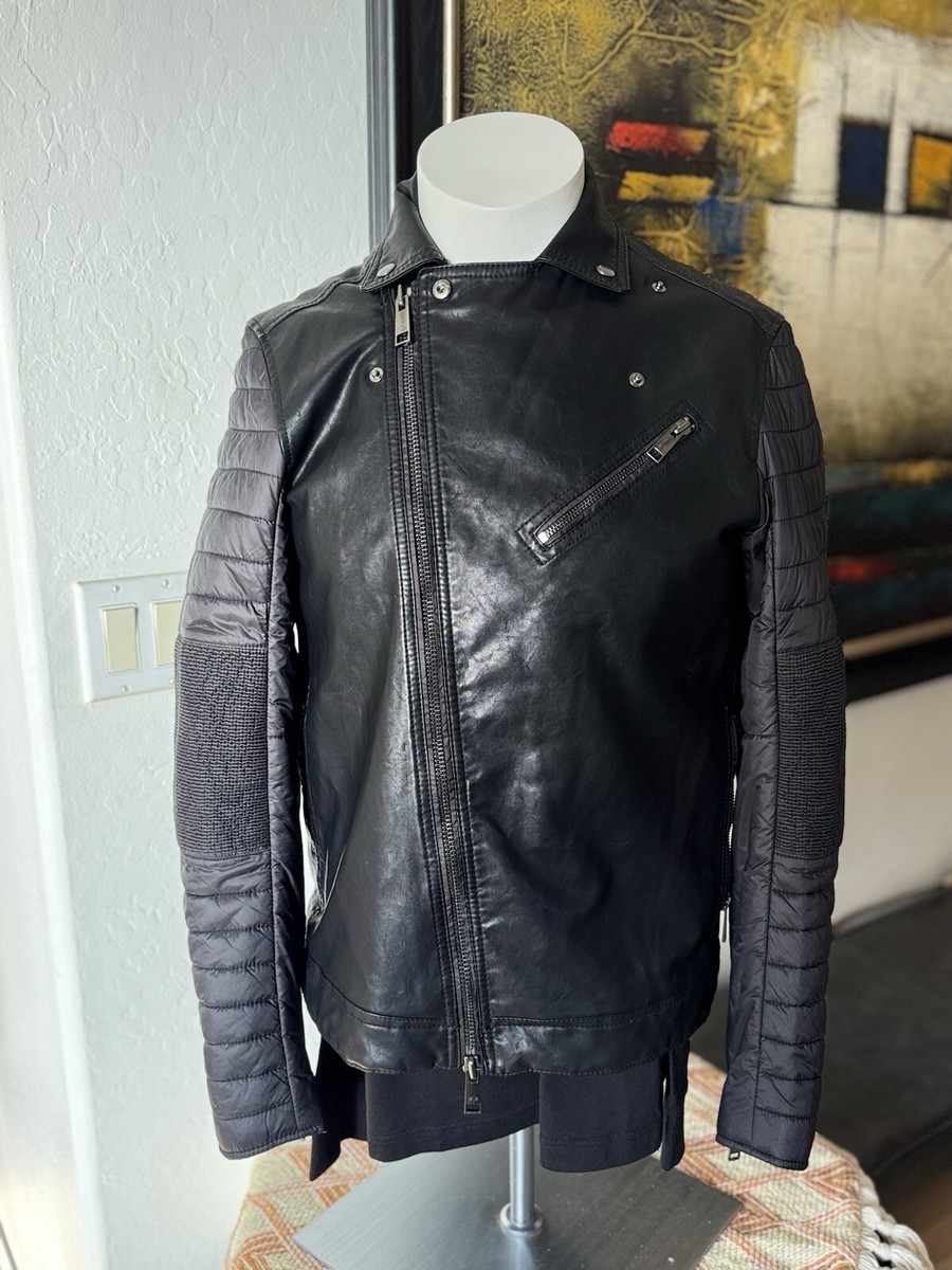 A/X ARMANI EXCHANGE Black Lamb Leather Jacket Men's Medium | eBay