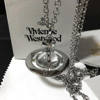 Vivienne Westwood Necklace Small Orb Silver Clear IN BOX Chain