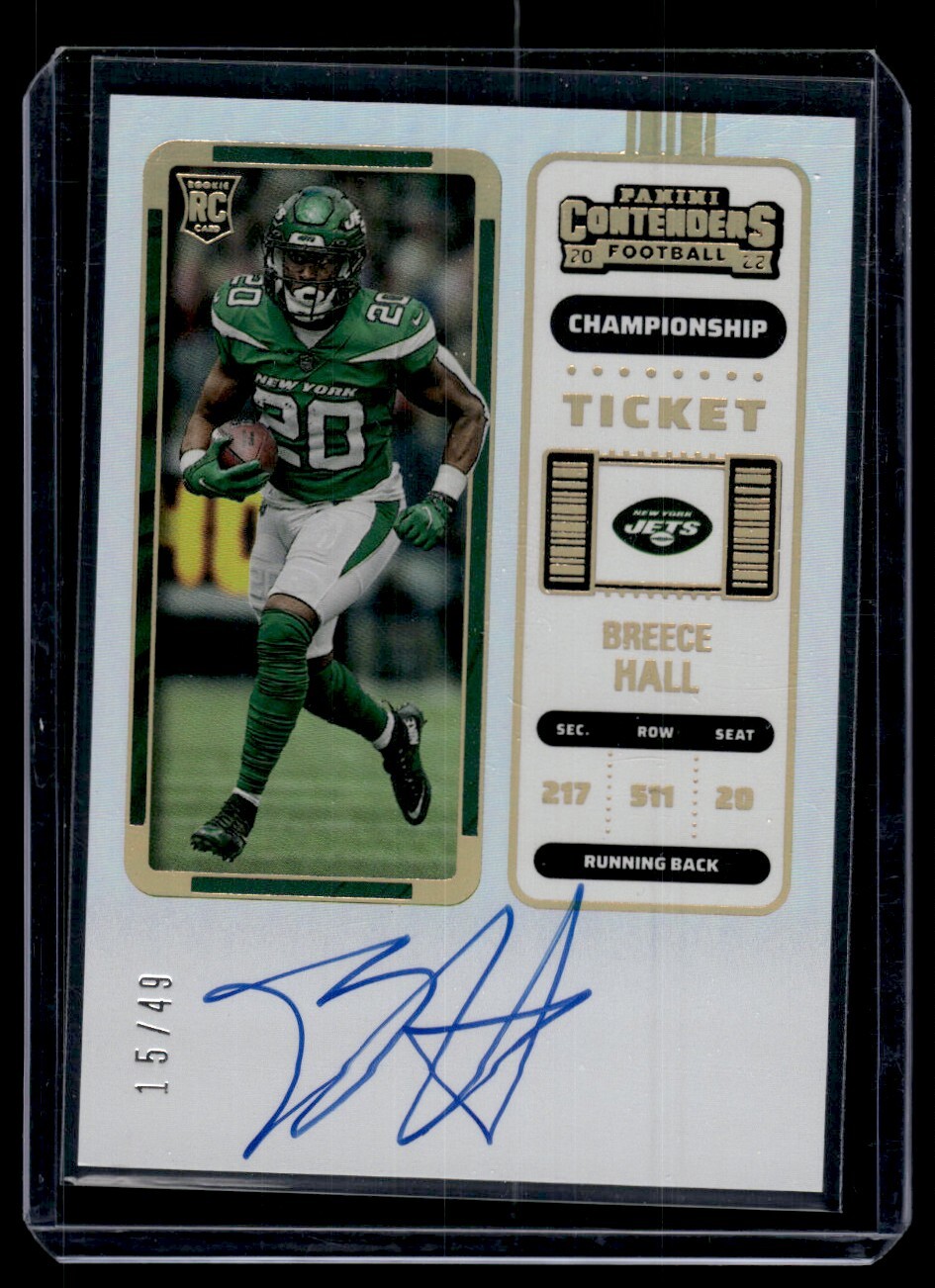 Breece Hall 2022 Contenders #105 Rookie Ticket Auto - Championship