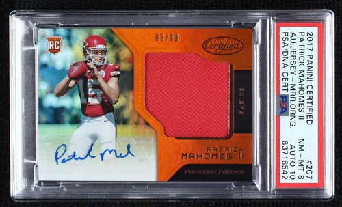 PATRICK MAHOMES II 2017 PANINI CERTIFIED GOLD TEAM ROOKIE RC PSA