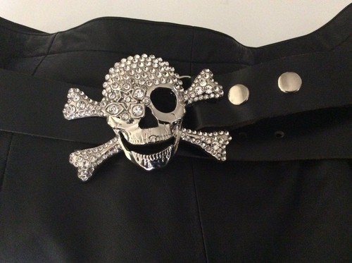 Vintage Y2K Oakley Gray Leather Belt Skull Buckle Rare NEW WITH