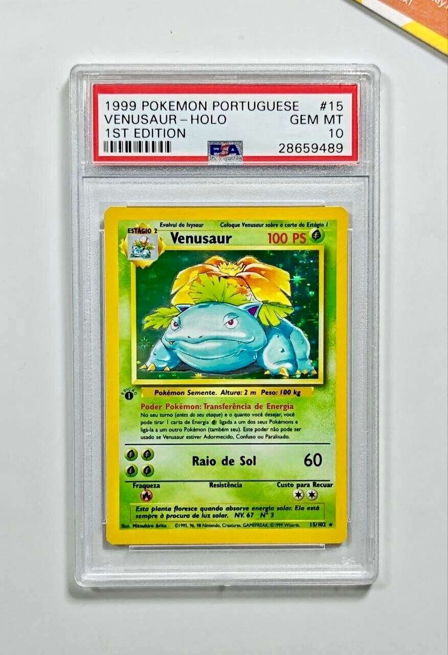 Pokemon PSA 10 Venusaur 1st Edition Portuguese Base Set #15 - GEM