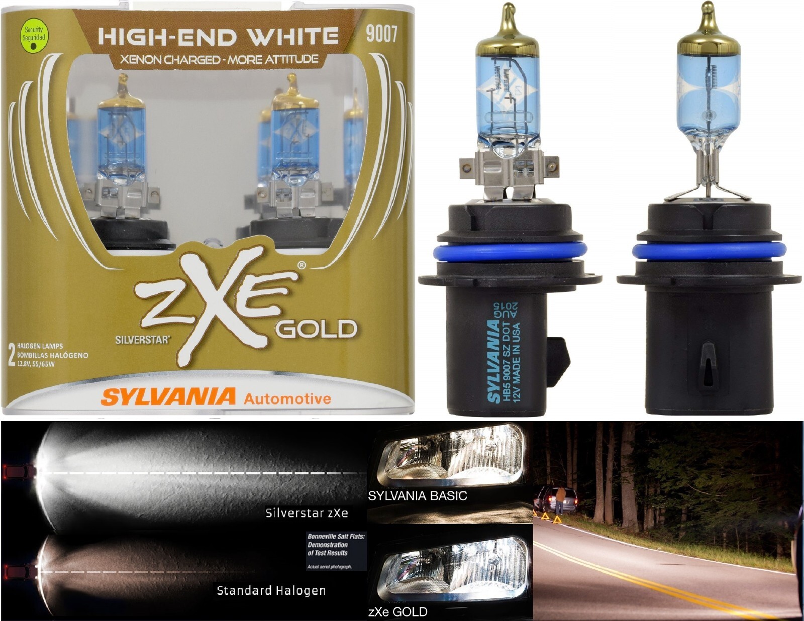 Sylvania Silverstar ZXE Gold 9007 HB5 65/55W Two Bulbs Head Light