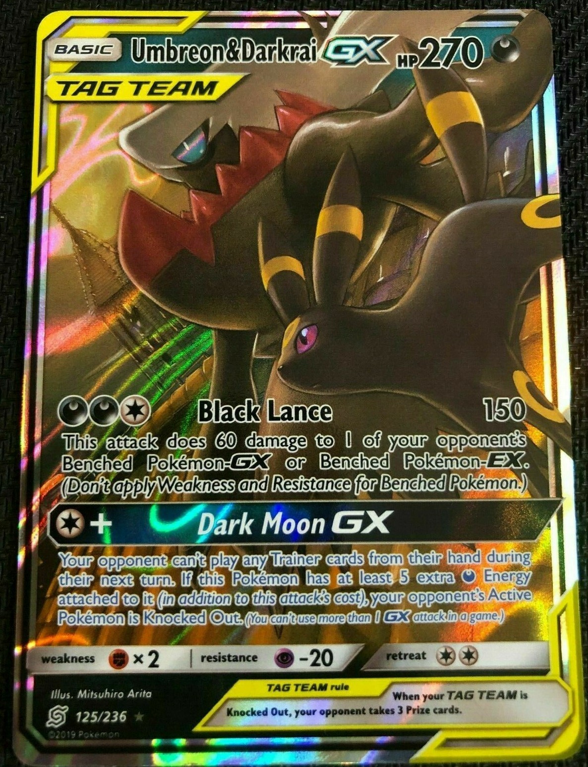 ULTRA RARE Umbreon & Darkrai GX Tag Team 125/236 Pokemon Holo