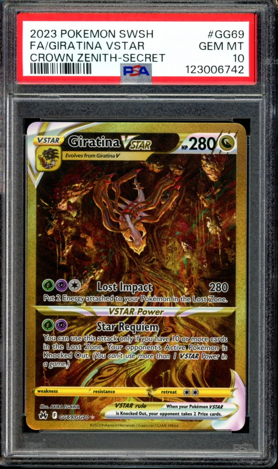PSA 10 GEM MINT Giratina VSTAR GG69/GG70 Gold Alt Art Crown Zenith