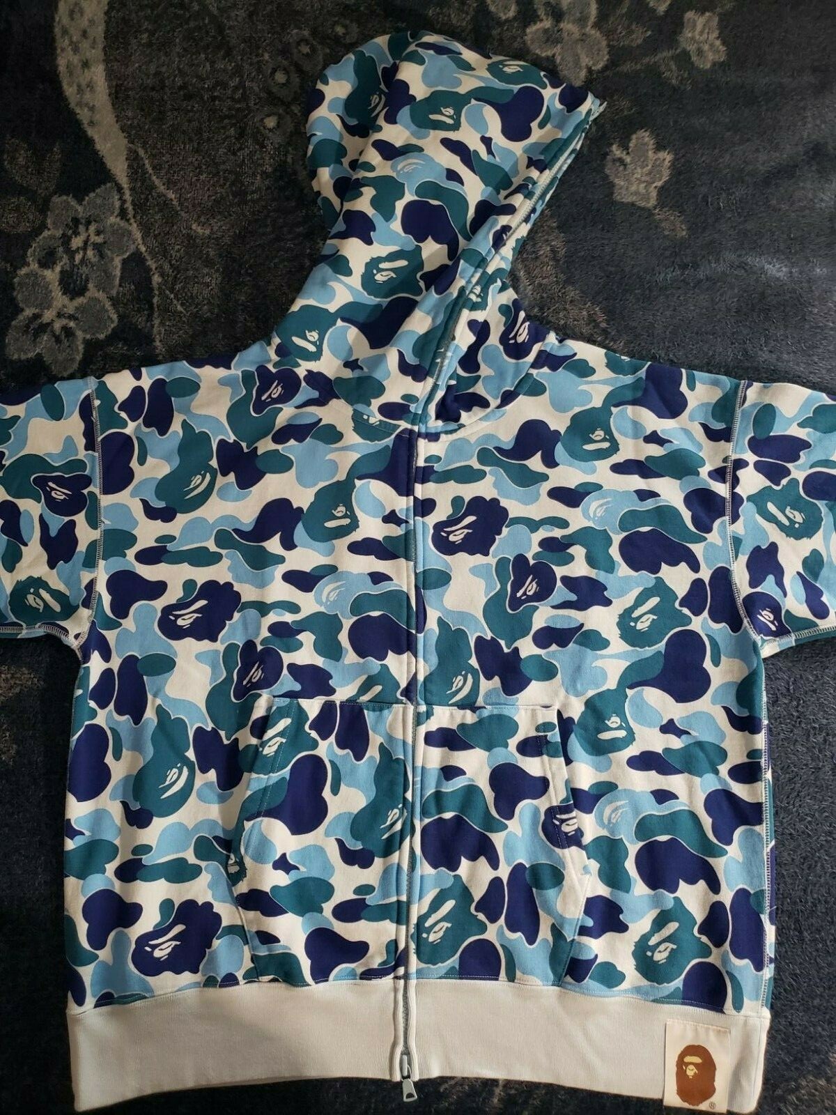 blue bape hoodie authentic medium GIANT ABC CAMO FULL ZIP HOODIE