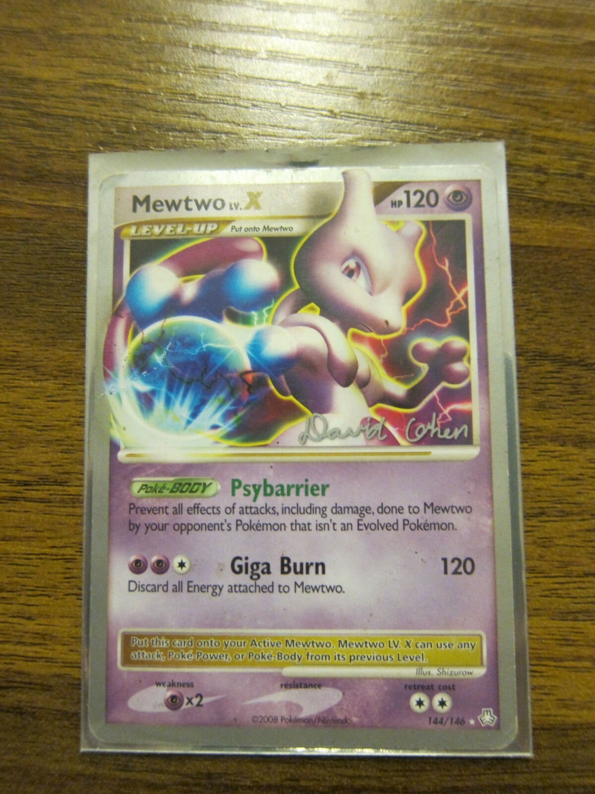 Pokémon Card- Mewtwo Level X - 144/146 - World Championship signed