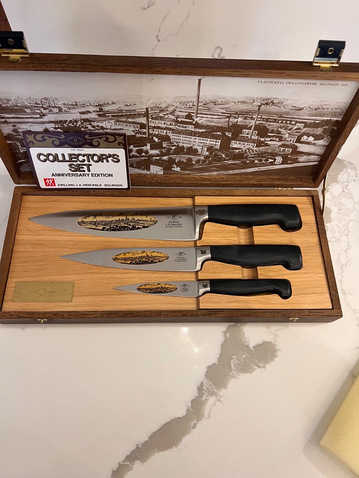 J.A. HENCKELS ZWILLING 3 PIECE KNIFE SET VINTAGE 250th Anniversary