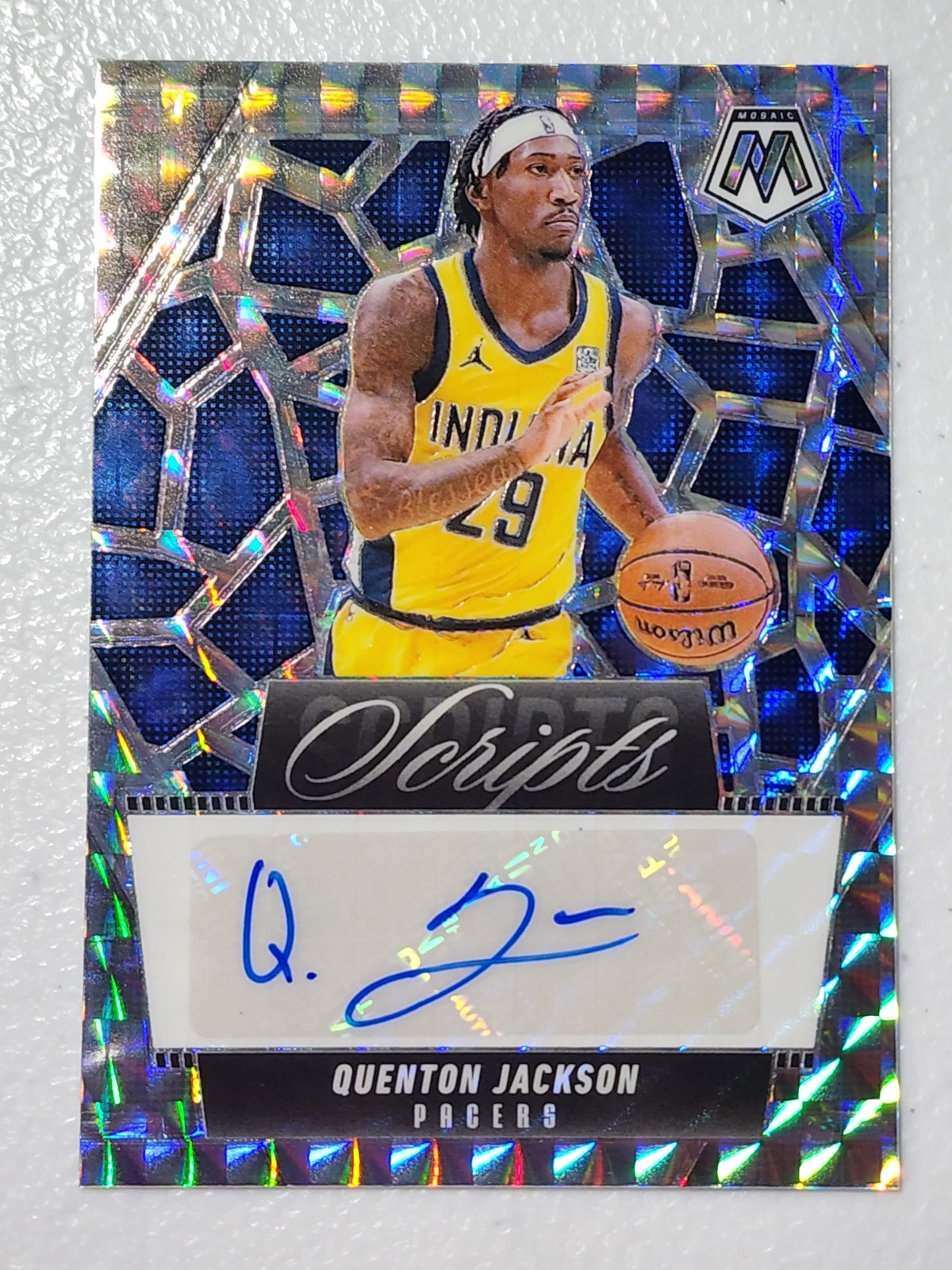 Quenton Jackson 2024-25 Mosaic Scripts Prizm Auto #MS-QJI Pacers