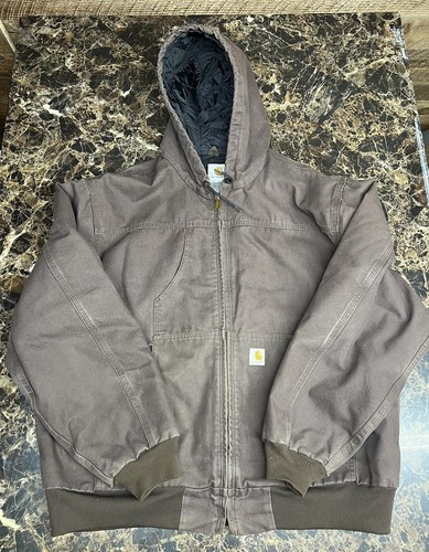 Carhartt Brown Hooded Zip Up Jacket Pockets J318 DKB Men's XXL 2XL