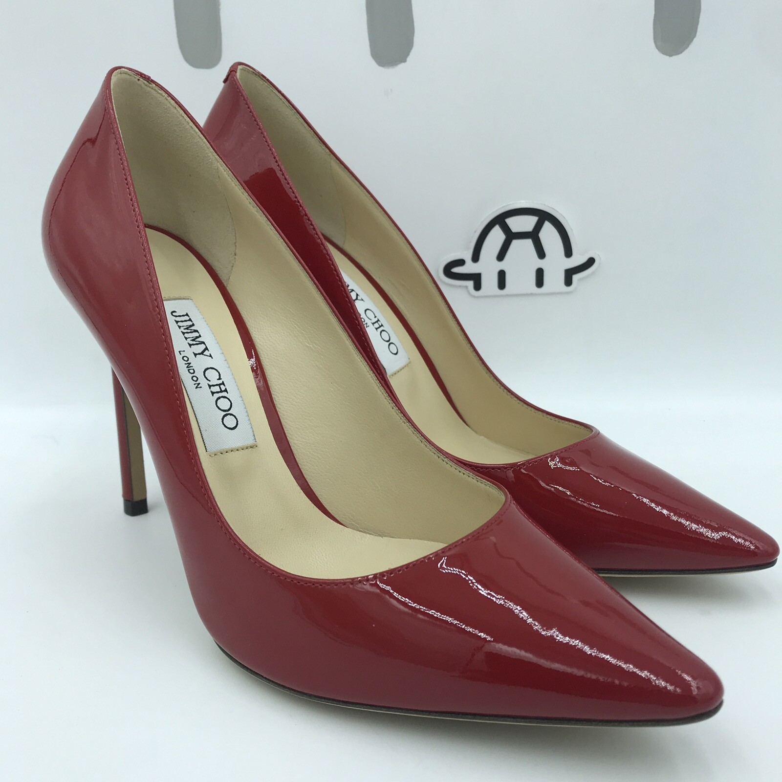 Jimmy Choo Women's Romy 100 Pumps Gloss Cherry Red Leather
