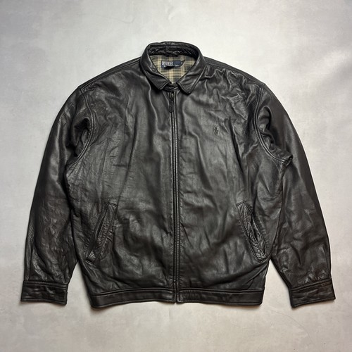 Polo Ralph Lauren 100% Leather Plaid Lining Jacket Brown Size
