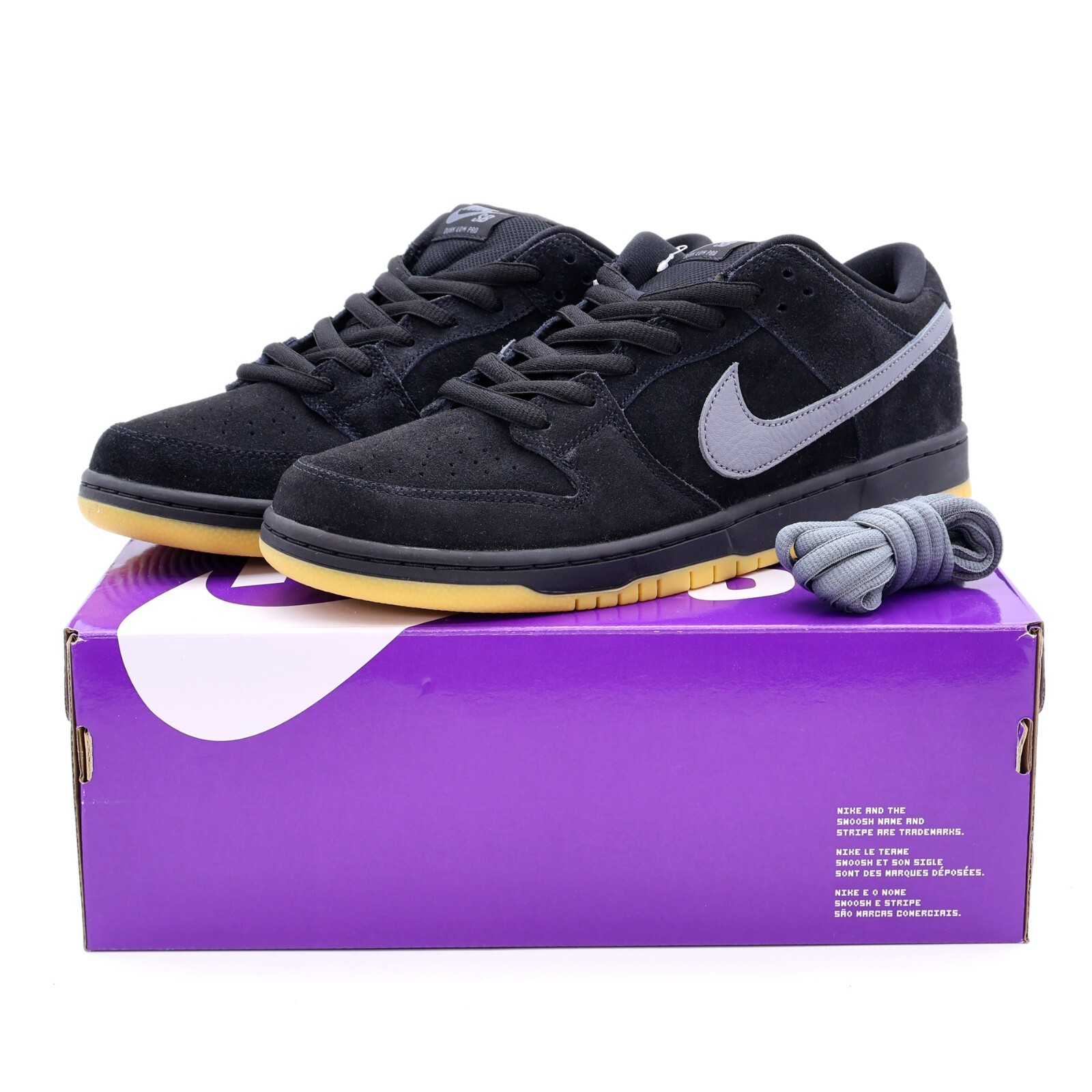 BQ6817-010 Nike SB Dunk Low Pro Black Fog Gum Light Grey (Men's