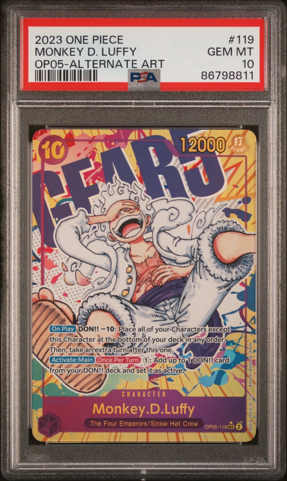 Monkey D. Luffy PSA 10 One Piece OP05-119 Gear 5 Alternate Art