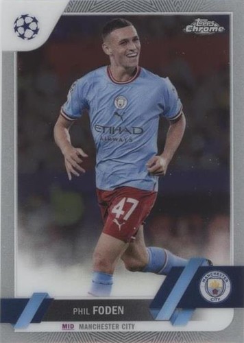 2022-23 Topps Chrome UCL Manchester City Phil Foden Blue Refractor