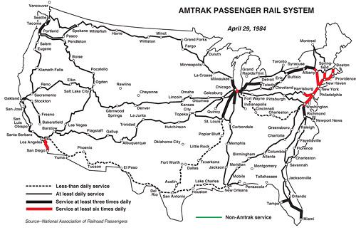 40年前の1984年のアムトラックの路線図 : r/Amtrak