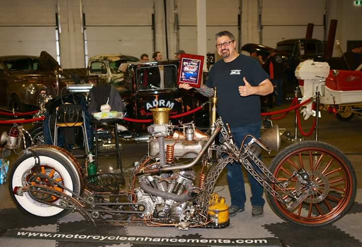 My steampunk Ratbike made in Canada. I'm holding the Steve Darnell
