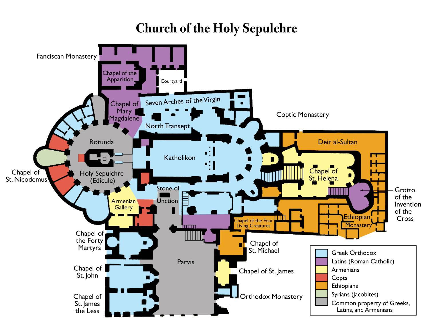 エルサレムの聖墳墓教会、イエスが十字架にかけられ埋葬された場所に