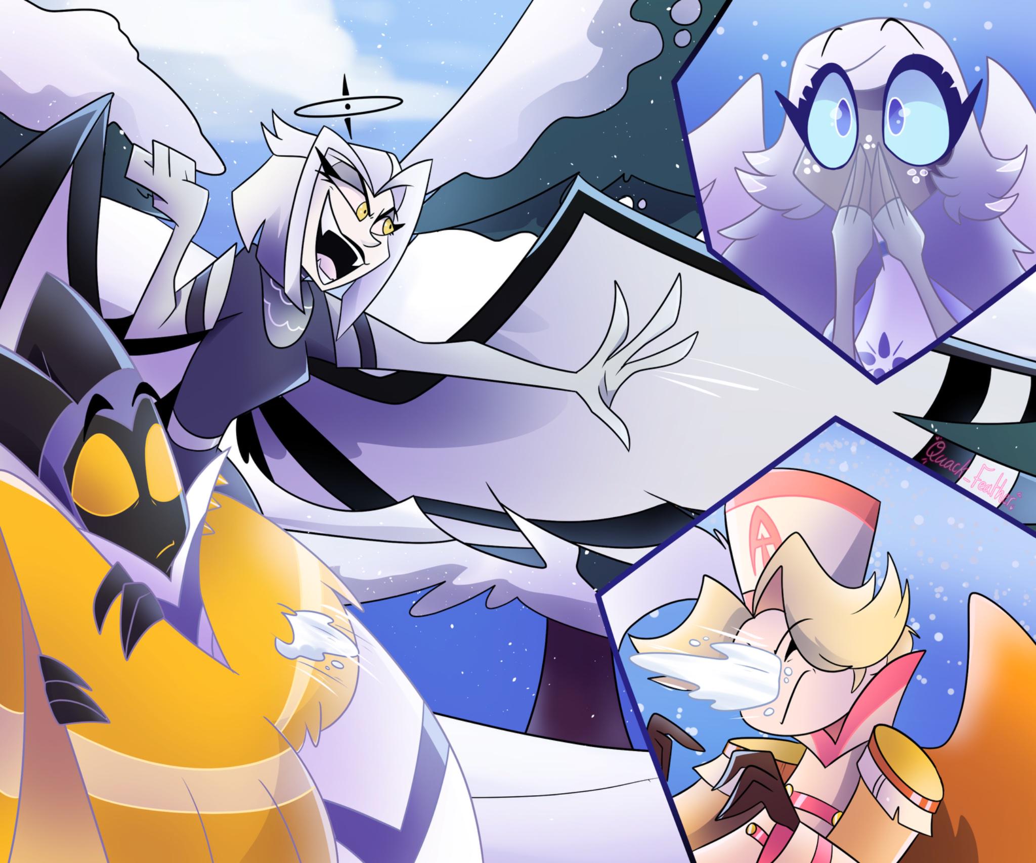 Snow fight (art by @Quack_Feather) : r/HazbinHotel