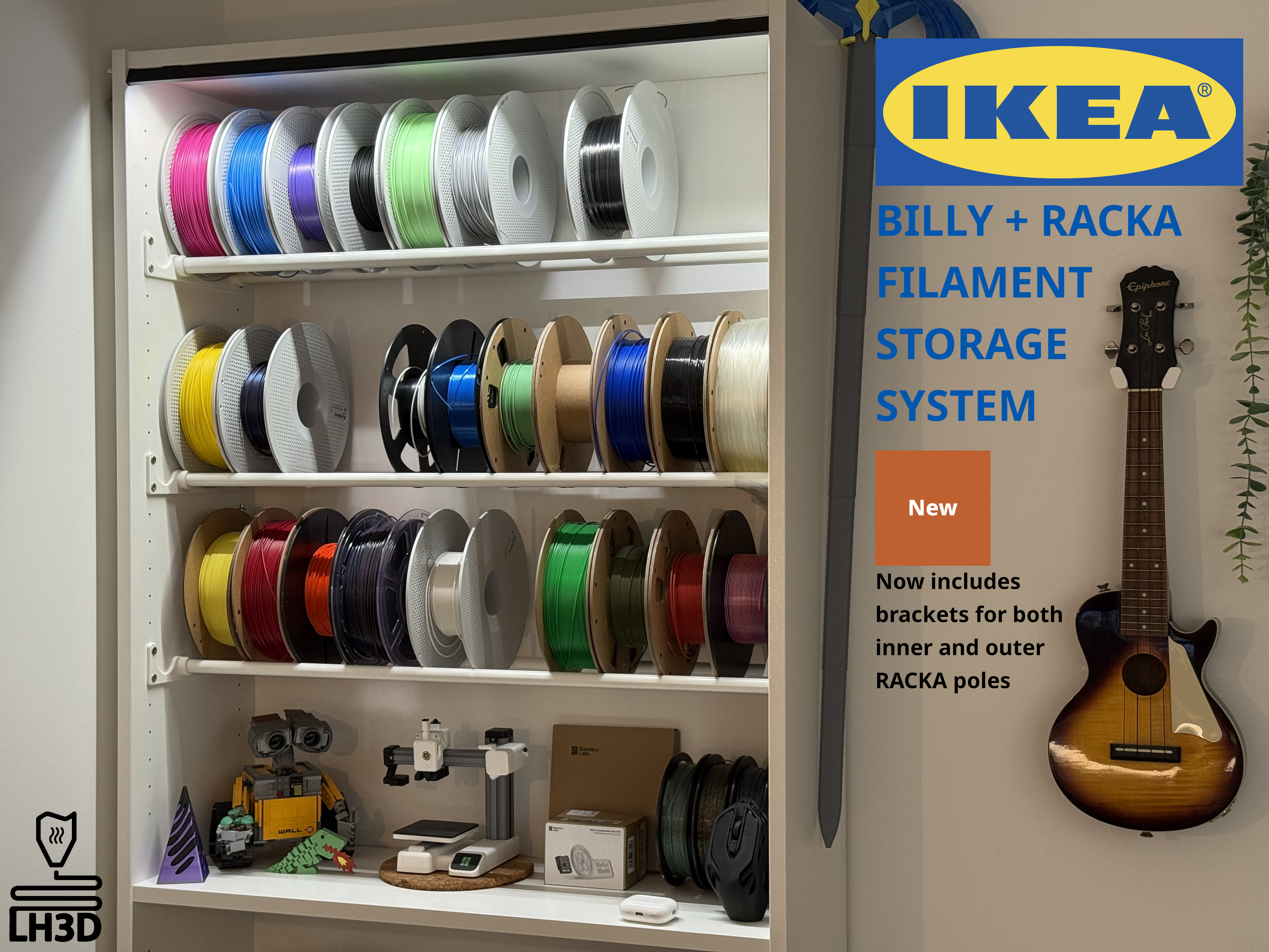 I made a filament storage system for the IKEA BILLY bookcase that