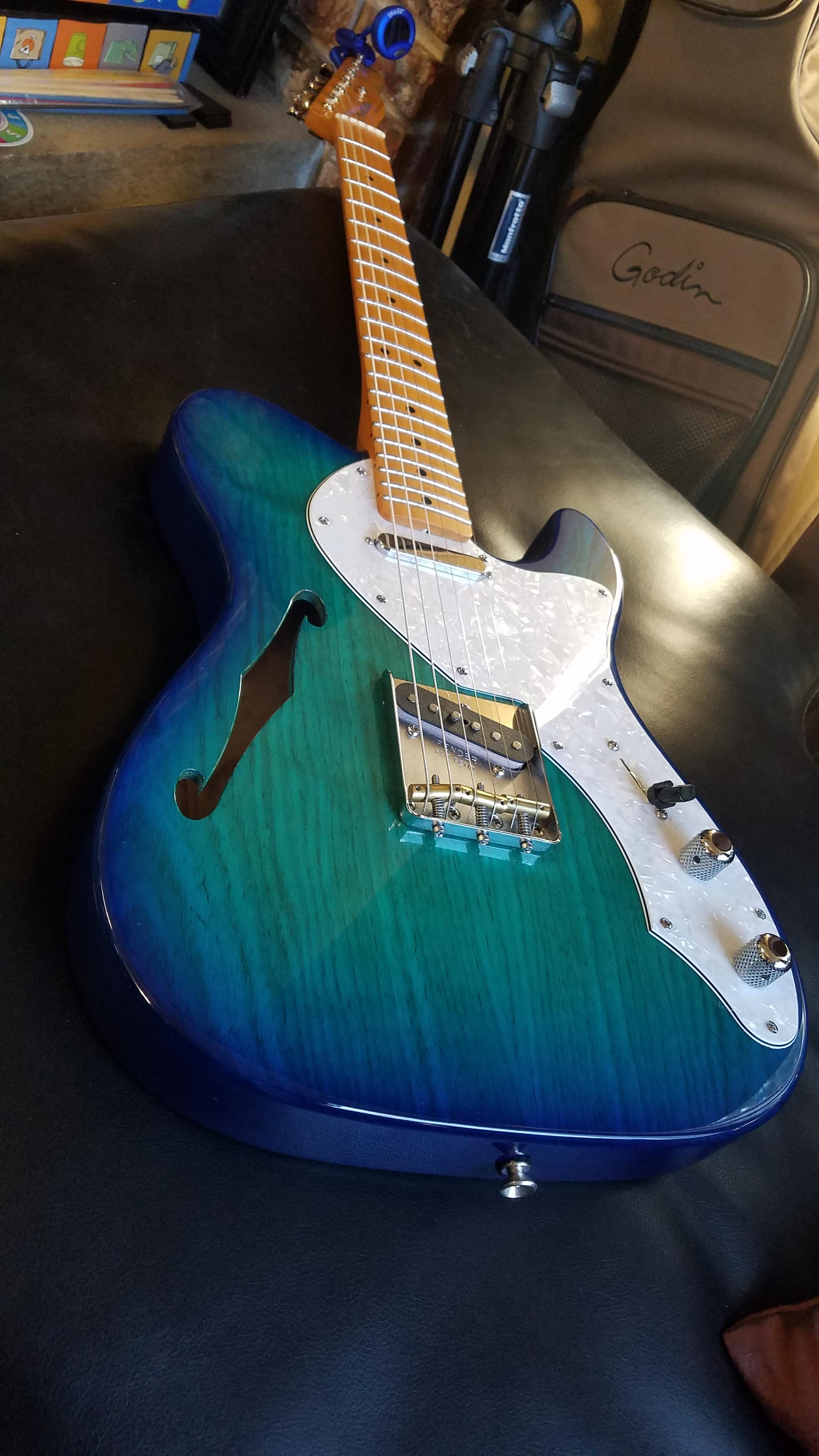 Warmoth Thinline Telecaster - Blue Burst Finish on a Swamp Ash