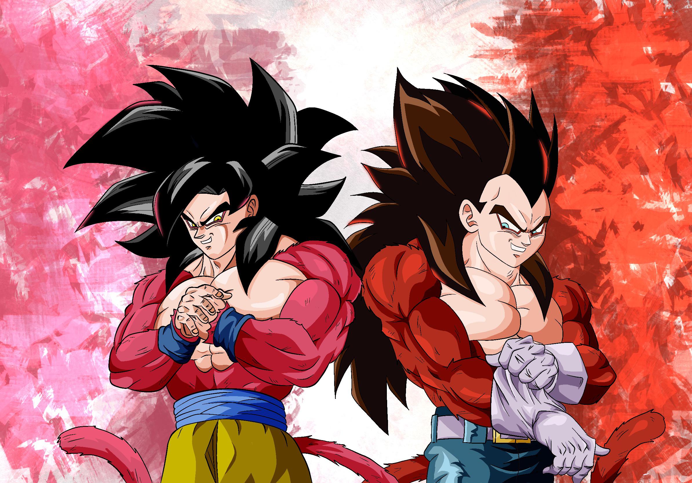 俺作の超サイヤ人4孫悟空とベジータのファンアート : r/dbz