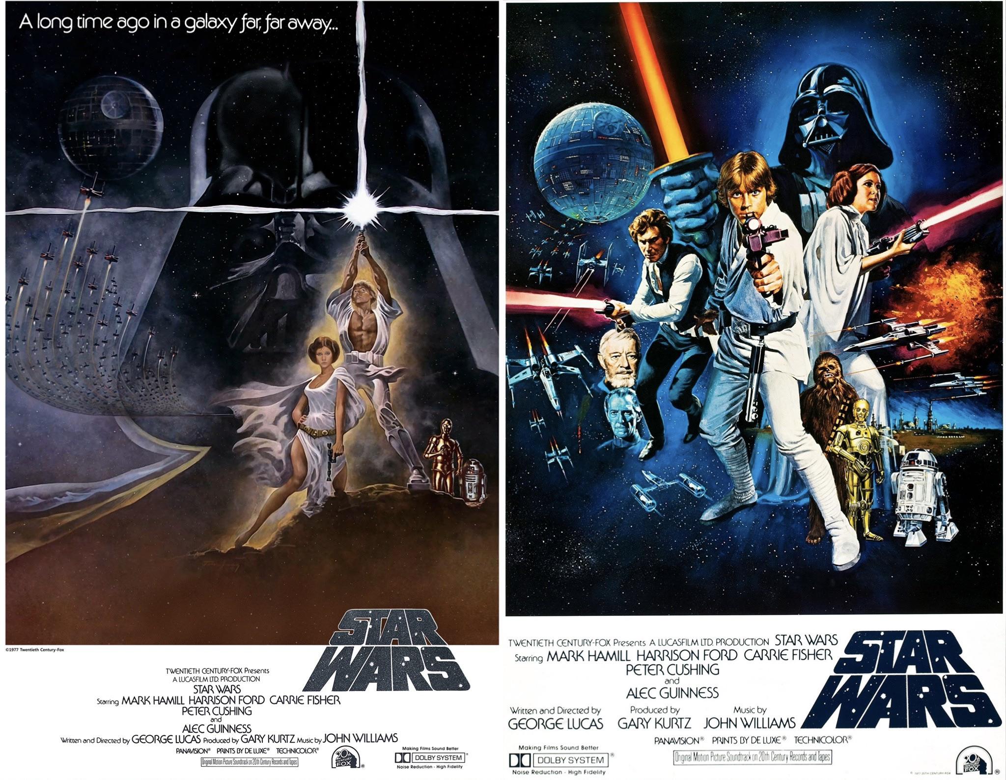 1977年のスター・ウォーズのメインポスターは、これら2つみたいだけど