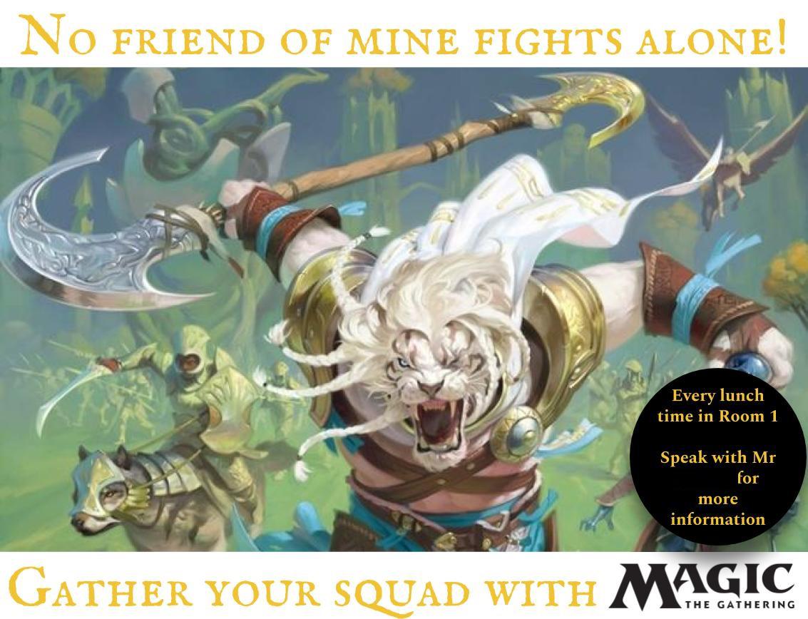 Five posters to promote a Magic: The Gathering lunch time club