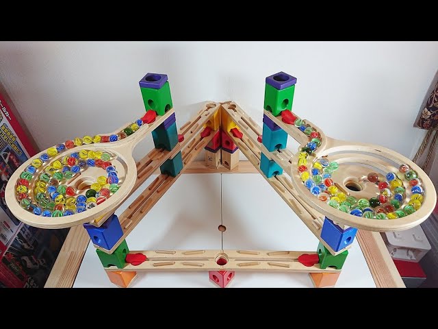 ビー玉転がし クアドリラ ツイスト＆レールセットを組み立ててビー玉を