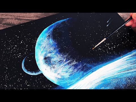 Earth from space｜Acrylic Painting on Canvas Step by Step #193