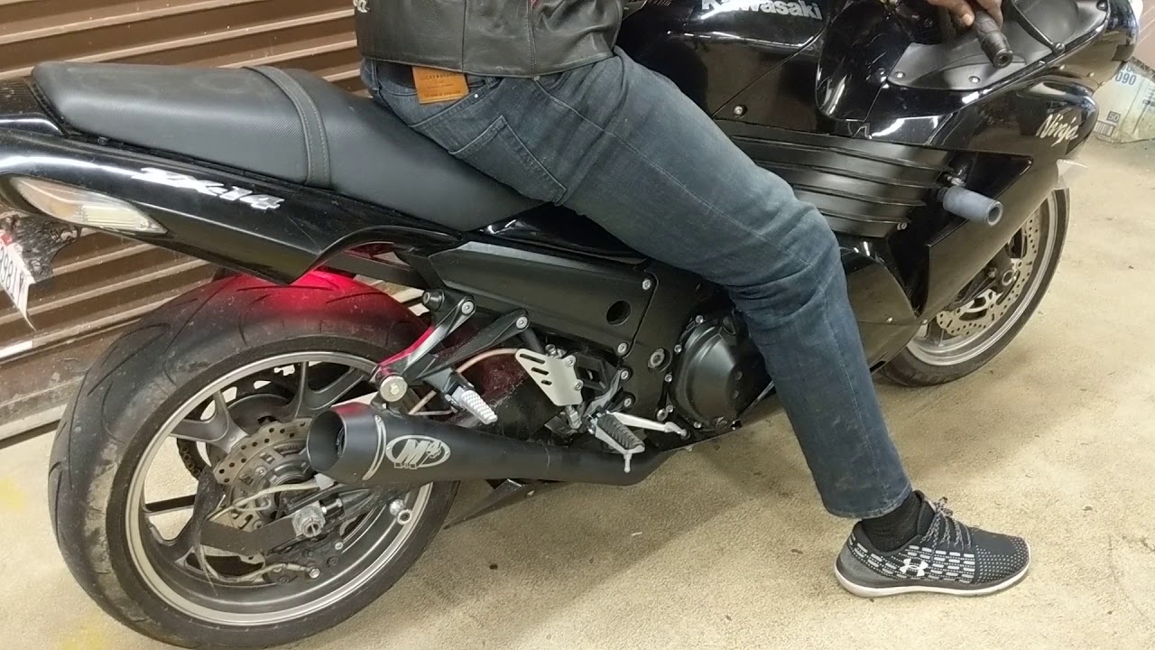 2007 Kawasaki Zx14 M4 slip-on exhaust sound - YouTube
