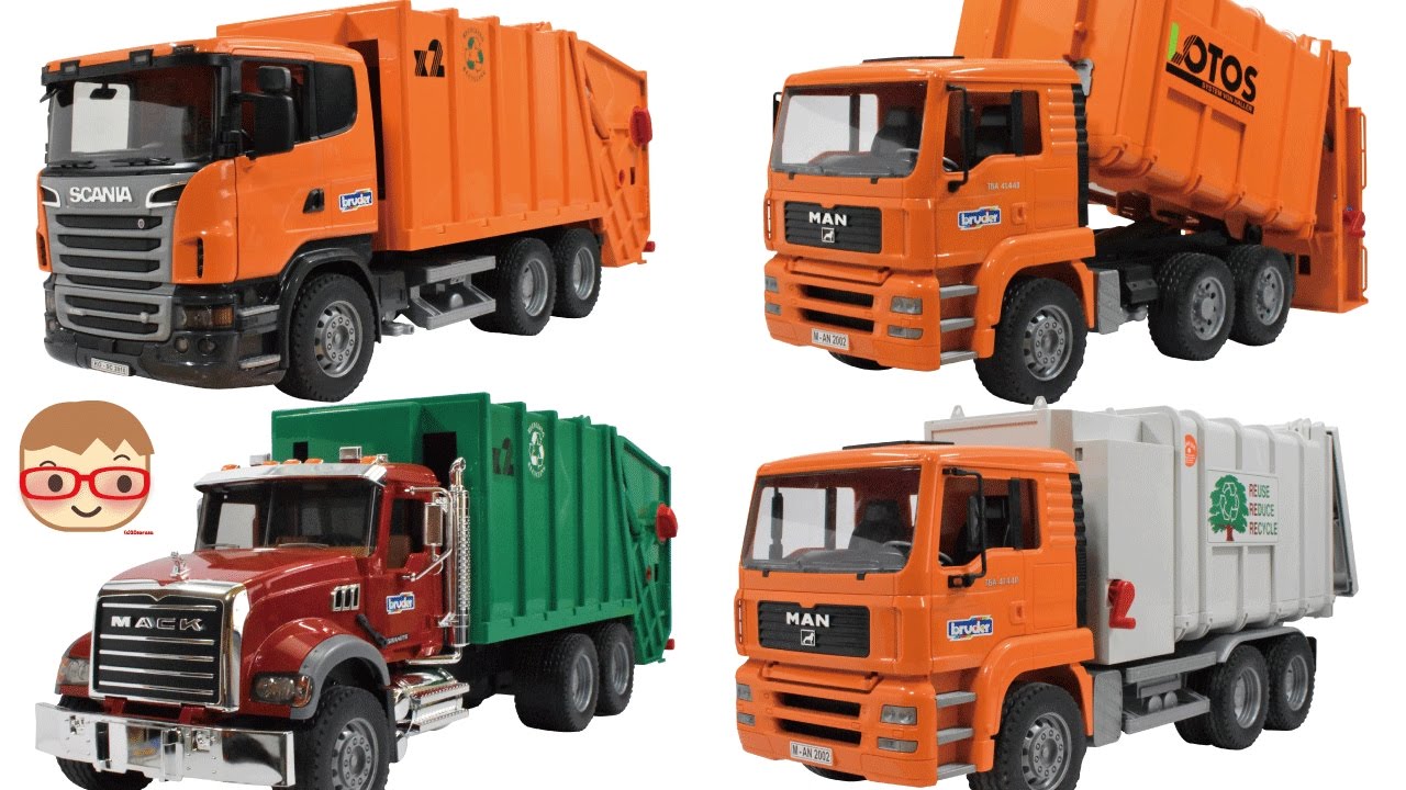 外国のゴミ収集車のおもちゃ！はたらくくるまの自動車 ブルーダー