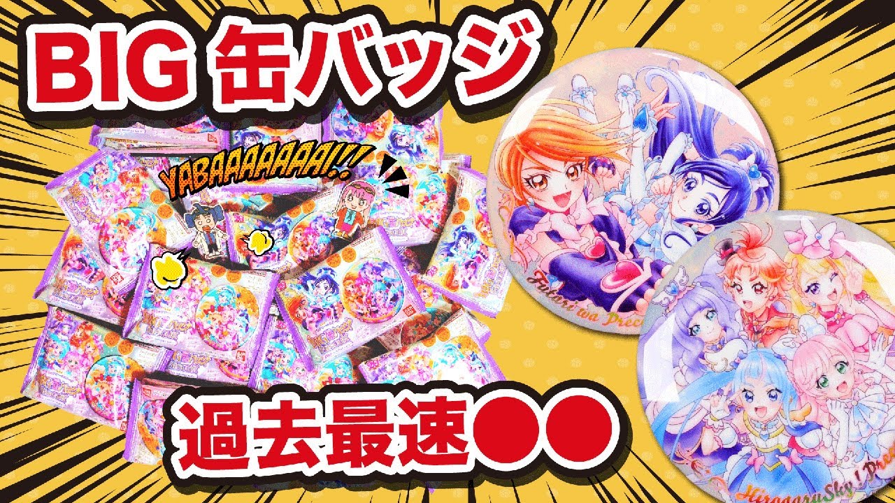Pretty Cure All Stars] Candy Toy! Unboxing a Big Can Badge Results