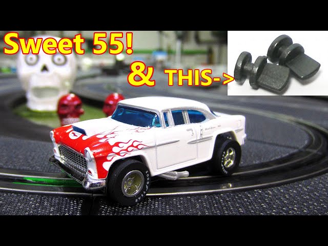 Auto world 55 Chevy Bel Air HO slot car & guide pins, IT MAY WORK