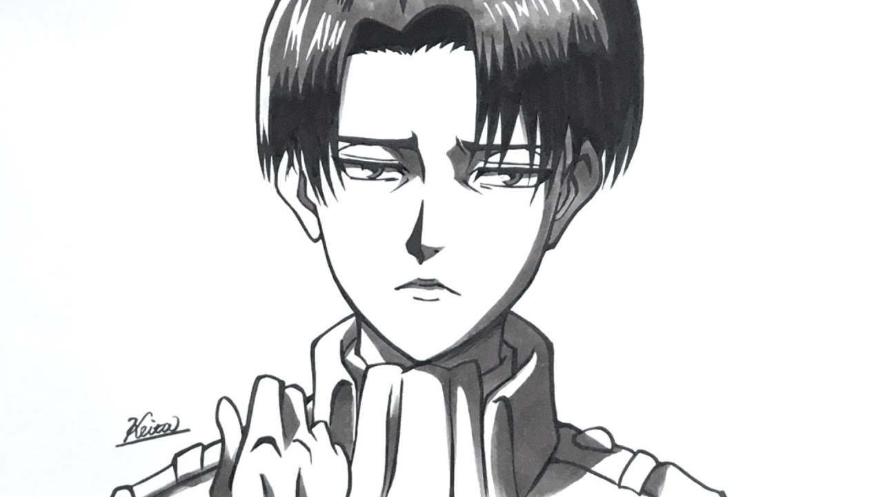 進撃の巨人】リヴァイ兵長一発描きしてみた - YouTube