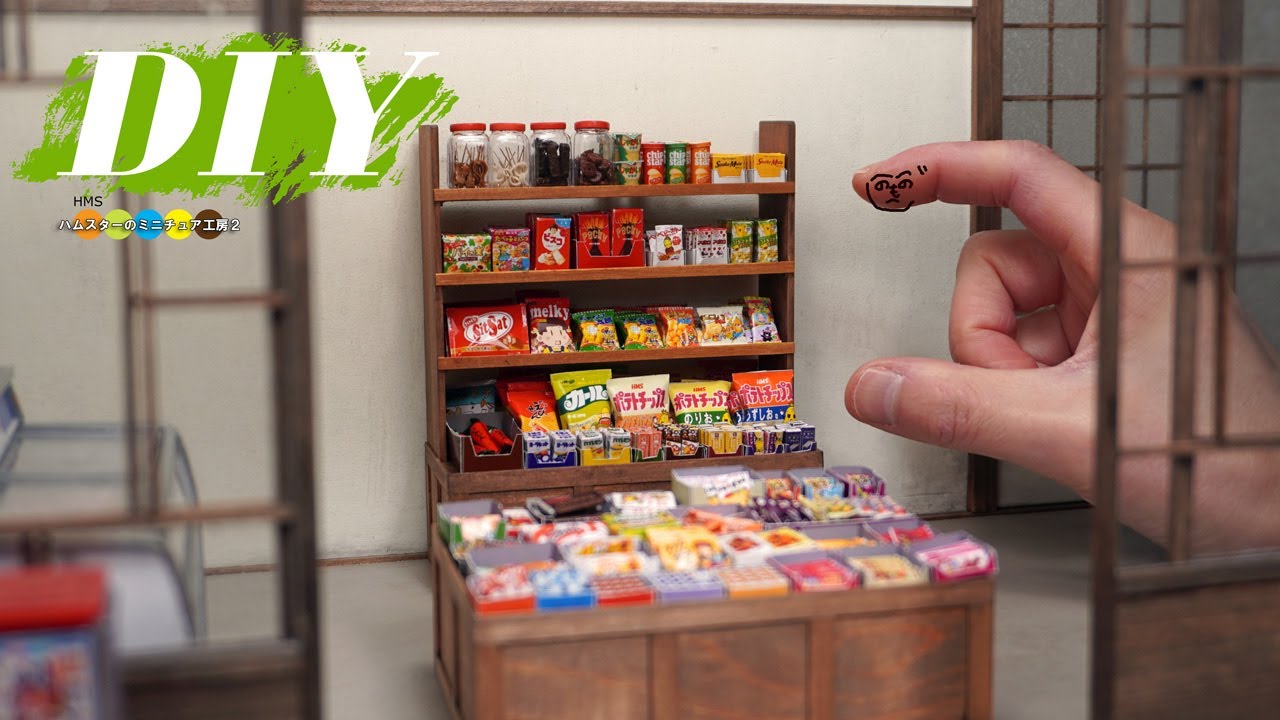 DIY Miniature mom and pop candy store #3 shelf and Japanese penny