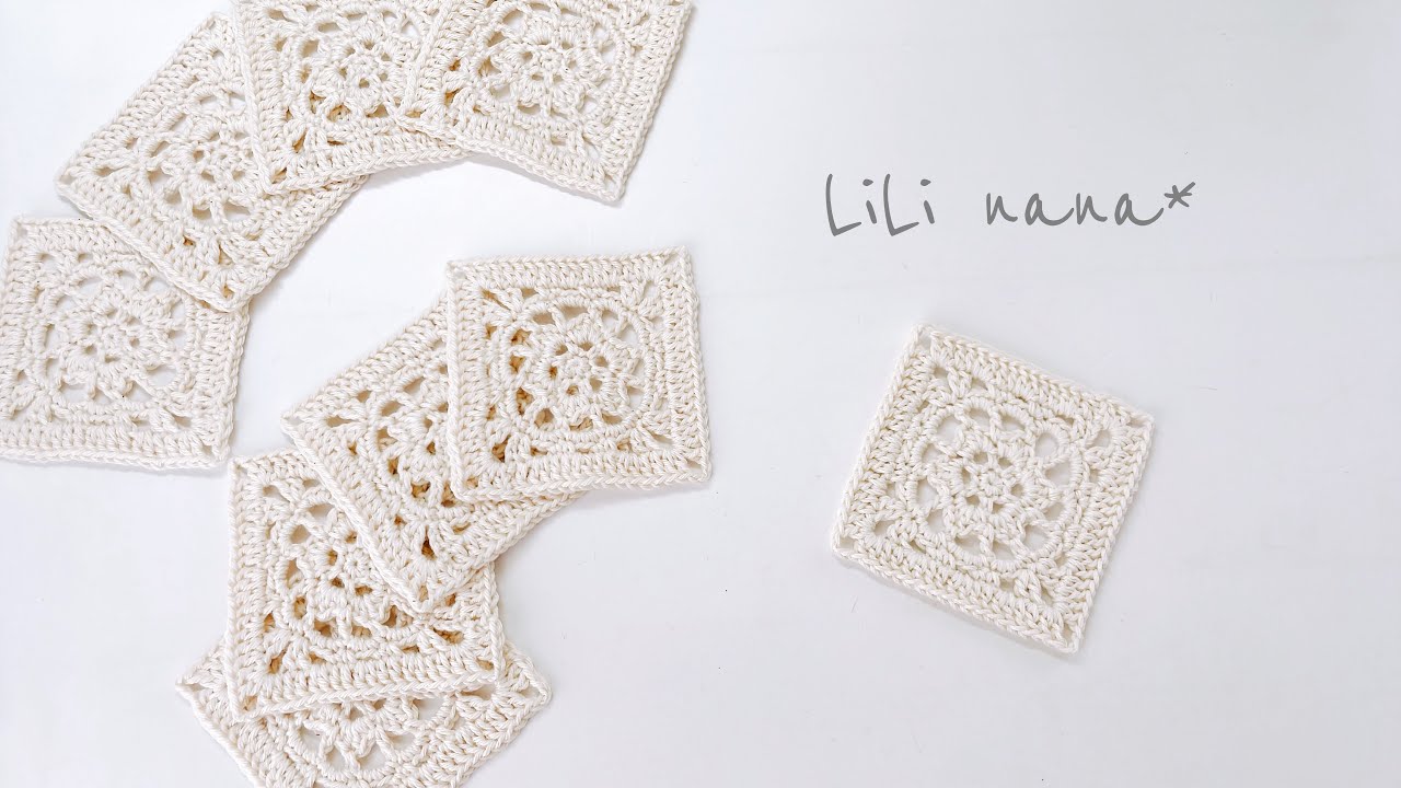 Various uses] How to knit a square motif with a flower in the