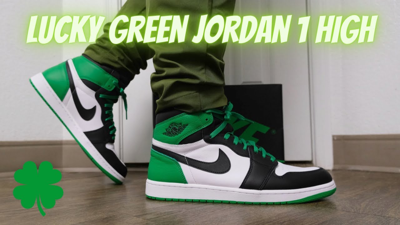 Air Jordan 1 Retro High OG Lucky Green On Feet Review - YouTube
