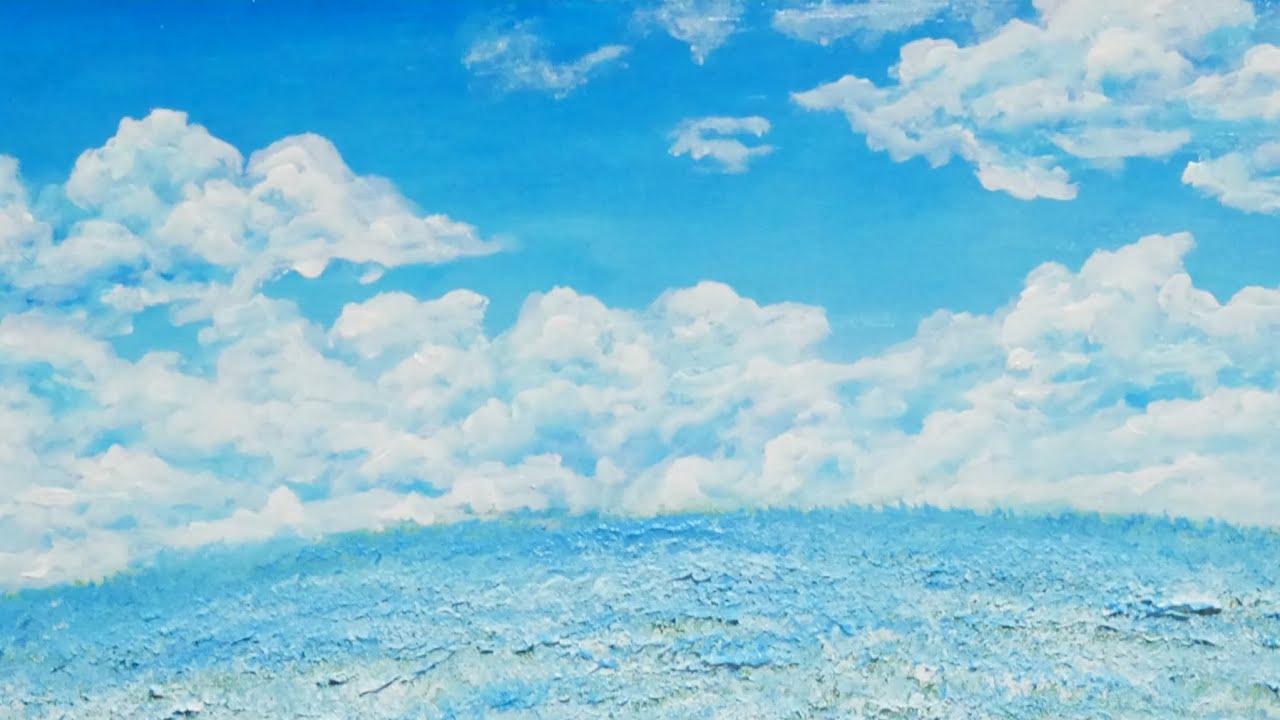 油絵】【空と雲の青い丘】#油絵 #手書き #アート #絵画 #絵 #油彩画