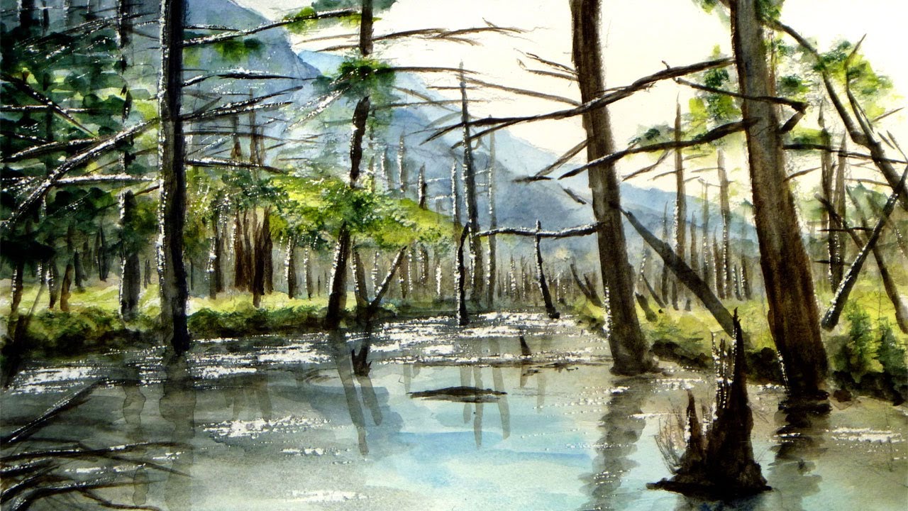 カッターのスゴい表現力 ／ 岳沢湿原 【透明水彩風景画】 Dakesawa