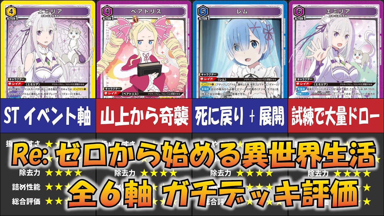 ユニオンアリーナ】「Re:ゼロから始める異世界生活」全6軸のデッキを