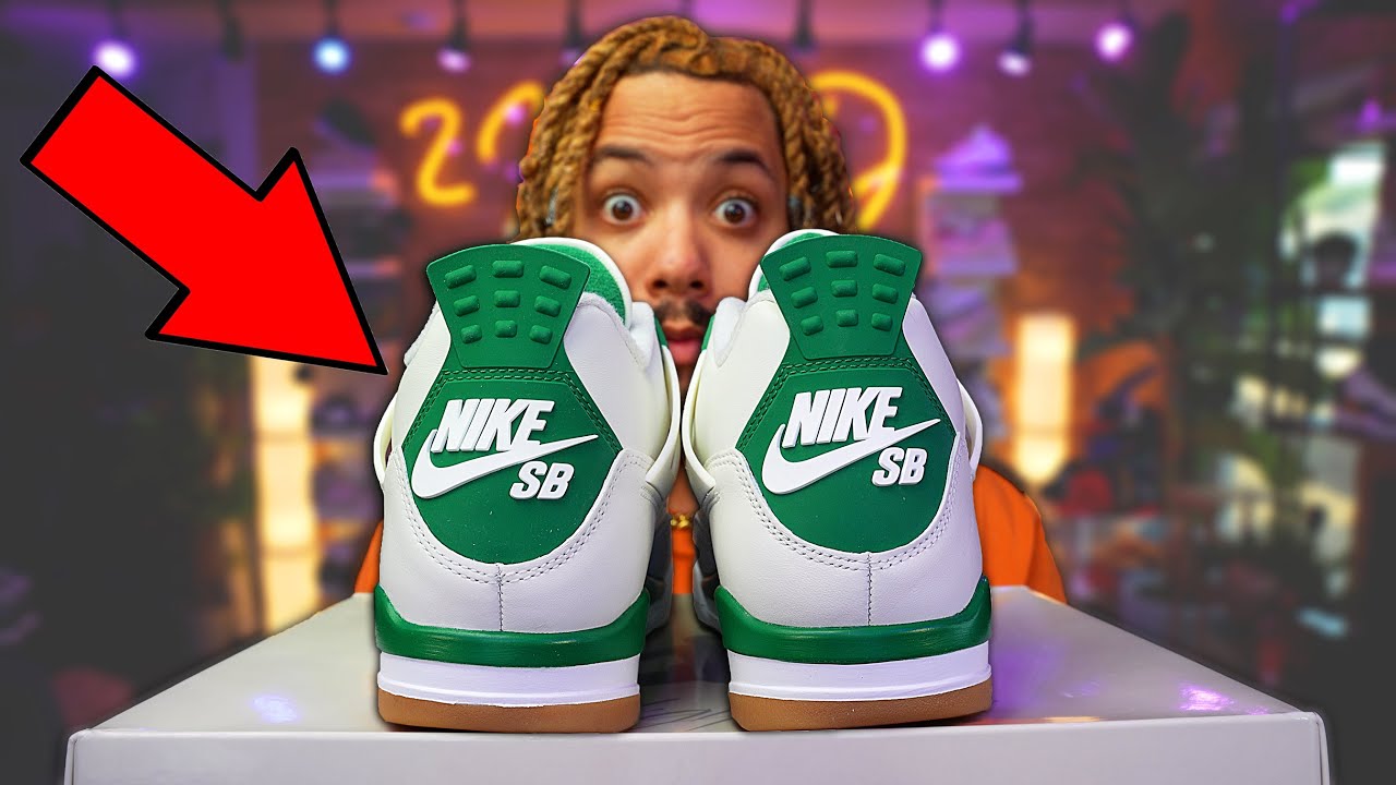 GOT EM EARLY ! Nike SB x Jordan 4 PINE GREEN First Look ! - YouTube